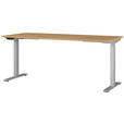 SCHREIBTISCH 180/80/72-118 cm  in Braun, Silberfarben, Eichefarben  - Eichefarben/Silberfarben, MODERN, Holzwerkstoff/Metall (180/80/72-118cm) - Novel