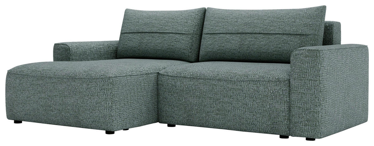 ECKSOFA in Chenille Grün  - Schwarz/Grün, Design, Kunststoff/Textil (144/233cm) - Livetastic