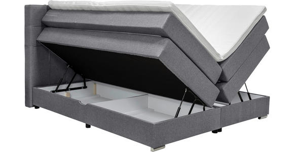 BOXSPRINGBETT 180/200 cm  in Grau  - Alufarben/Grau, KONVENTIONELL, Kunststoff/Textil (180/200cm) - Carryhome