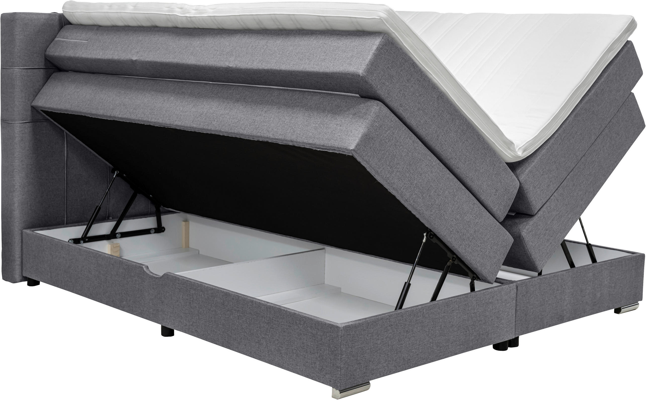 BOXSPRINGBETT 160/200 cm  in Grau  - Alufarben/Grau, Konventionell, Kunststoff/Textil (160/200cm) - Carryhome