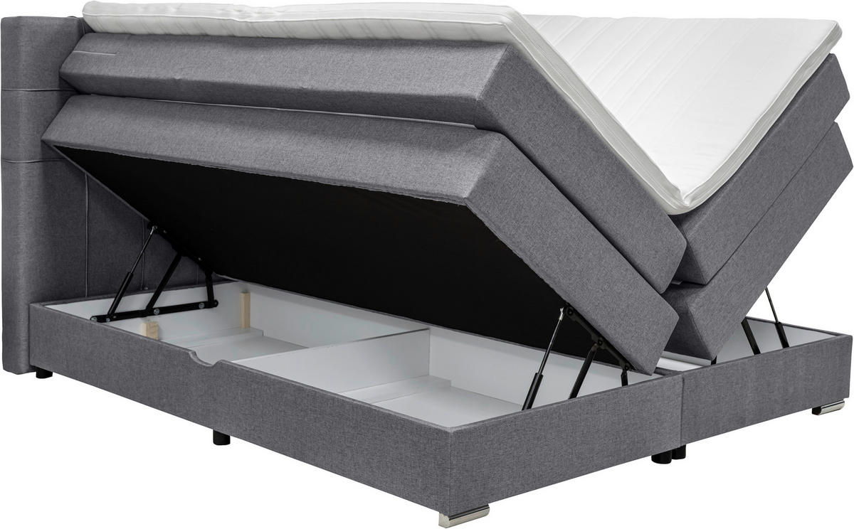 BOXSPRINGBETT 160/200 cm  in Grau  - Alufarben/Grau, Konventionell, Kunststoff/Textil (160/200cm) - Carryhome