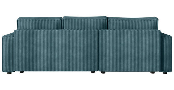 ECKSOFA Türkis Cord Zierkissen, Rückenkissen, Bettkasten, Schlaffunktion, Rücken echt, Liegefläche im Originalstoff  - Türkis/Schwarz, MODERN, Kunststoff/Textil (190/280cm) - Carryhome