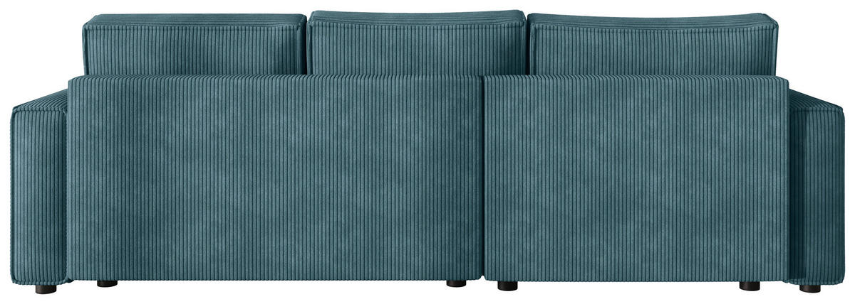 ECKSOFA Türkis Cord Zierkissen, Rückenkissen, Bettkasten, Schlaffunktion, Rücken echt, Liegefläche im Originalstoff  - Türkis/Schwarz, MODERN, Kunststoff/Textil (190/280cm) - Carryhome