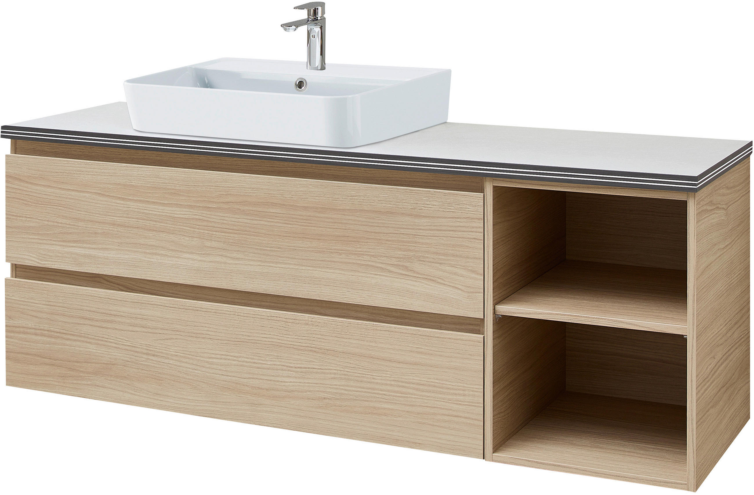 WASCHTISCHKOMBI 146 cm  - Sandfarben/Eichefarben, LIFESTYLE, Keramik/Holzwerkstoff (146cm) - Sadena