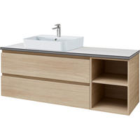WASCHTISCHKOMBI 146 cm  - Sandfarben/Eichefarben, LIFESTYLE, Keramik/Holzwerkstoff (146cm) - Sadena