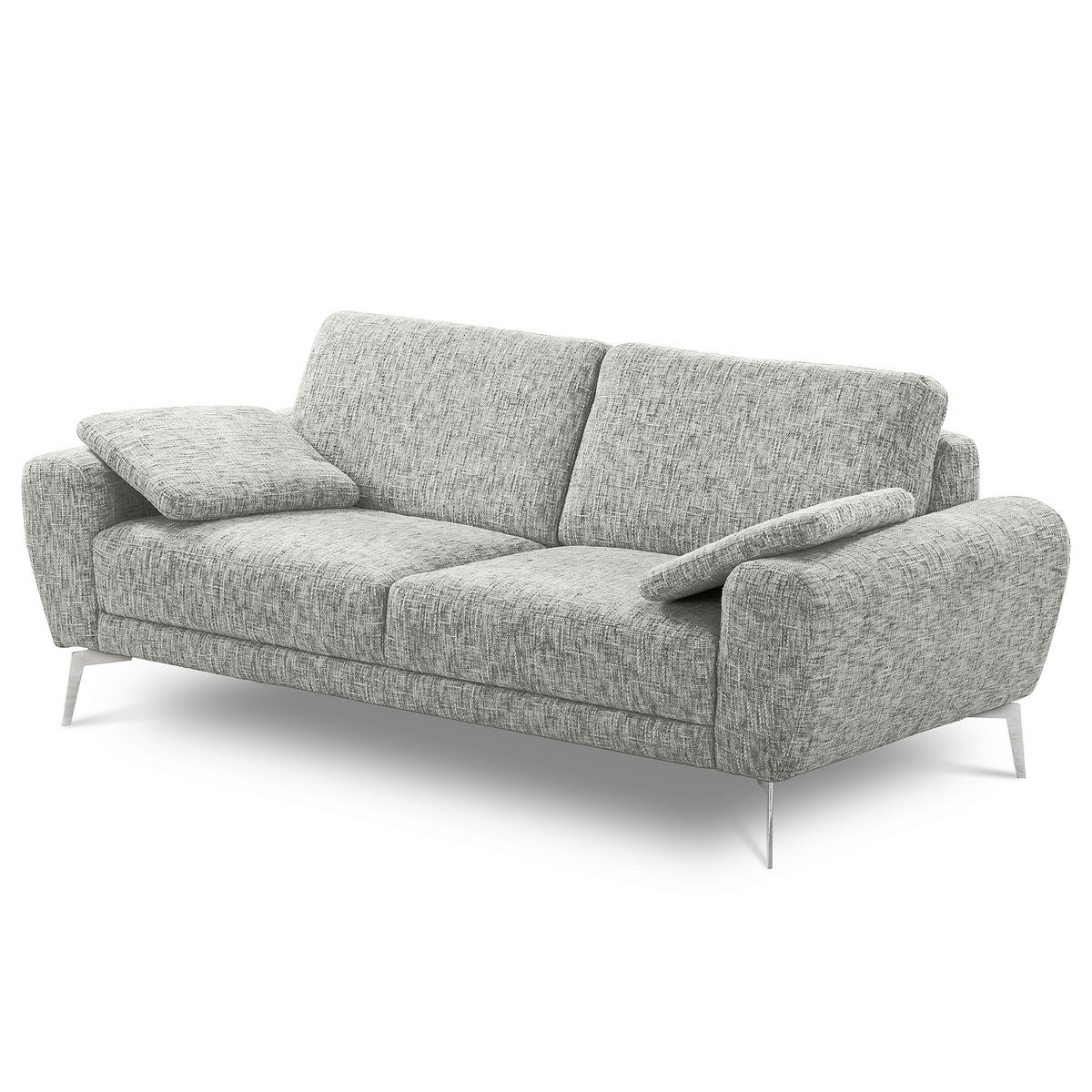 3-SITZER-SOFA Webstoff Grau  - Chromfarben/Grau, Design, Textil/Metall (187/85/92cm) - Livetastic