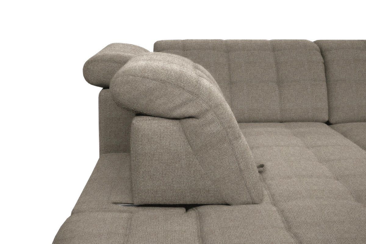 ECKSOFA in Webstoff Beige  297/216 cm  - Beige/Schwarz, Design, Holz/Textil (297/216cm) - Xora