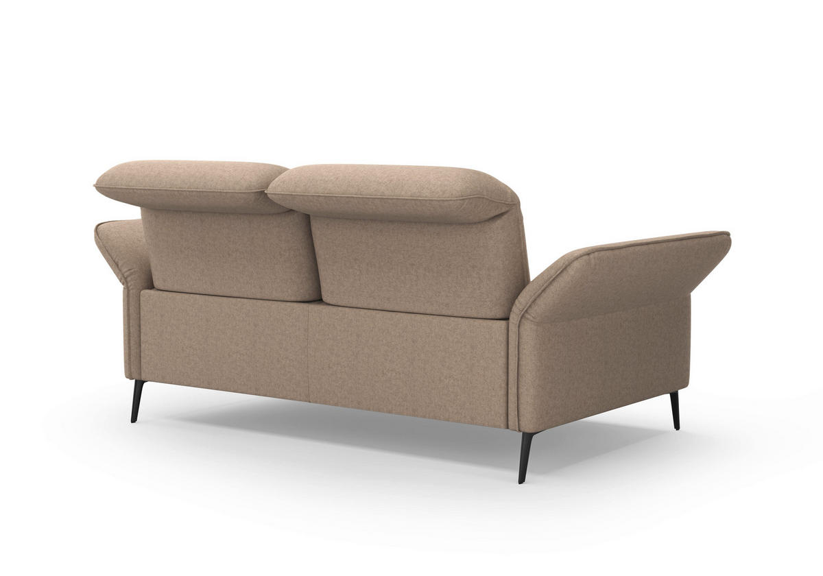 2,5-SITZER in Flachgewebe Taupe  - Taupe/Schwarz, Konventionell, Textil/Metall (189/92/123cm) - Sit & More