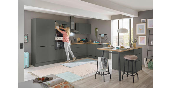 ECKKÜCHE 370/175 cm in Graphitfarben - Schwarz/Graphitfarben, Basics, Holzwerkstoff/Metall (370/175cm) - Xora