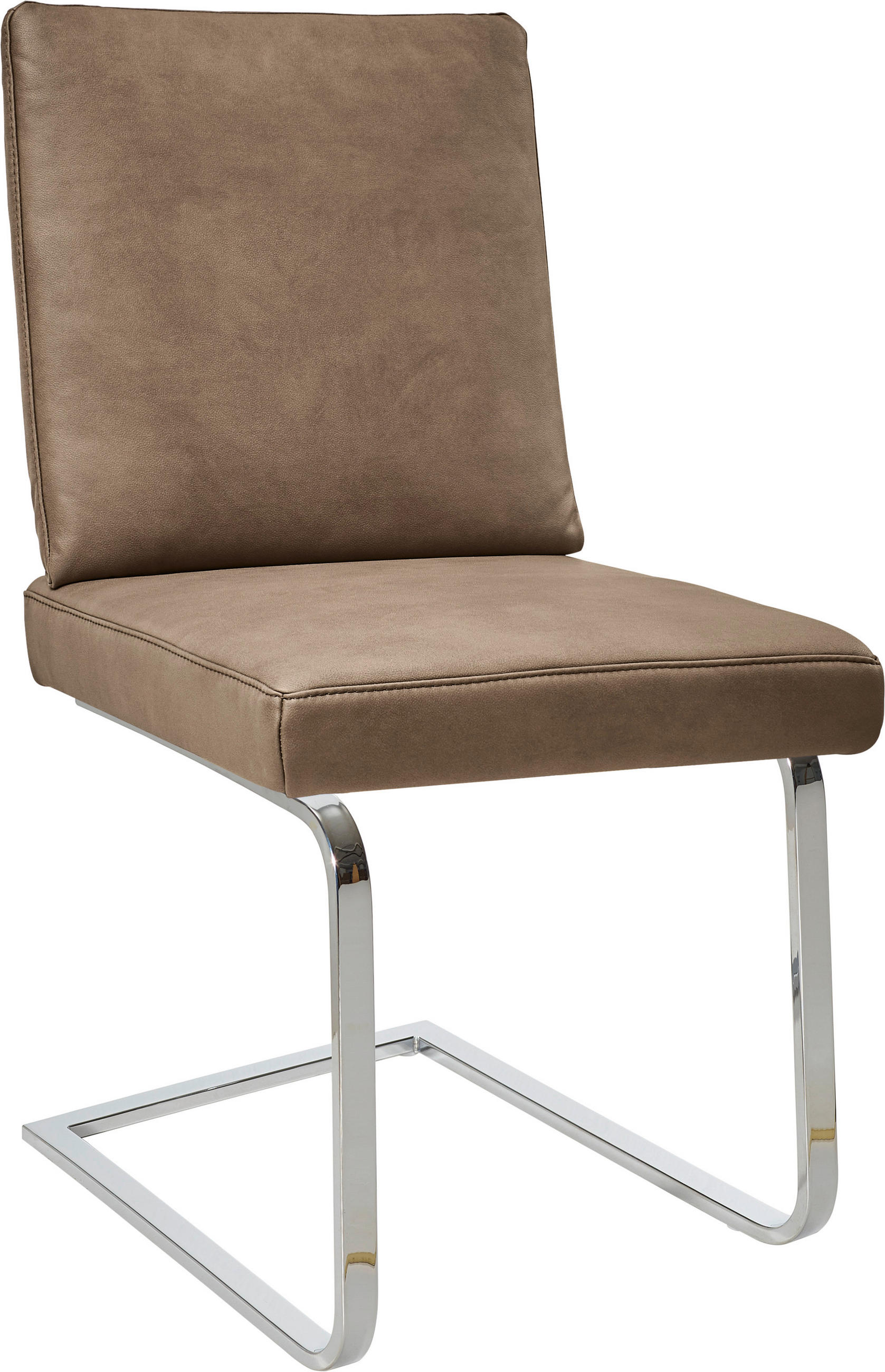 SCHWINGSTUHL  in Stahl Mikrofaser  - Taupe/Chromfarben, Design, Textil/Metall (46/92/60cm) - Dieter Knoll