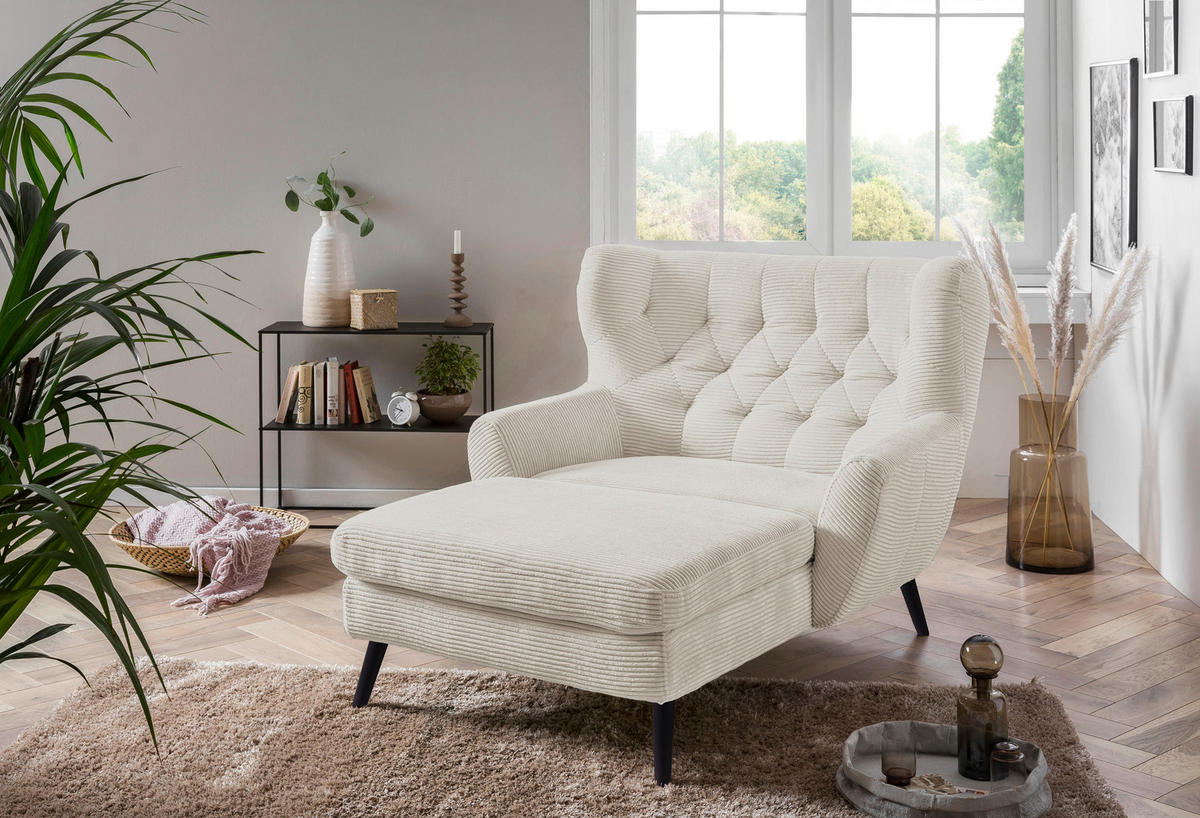 XXL-SESSEL Cord Beige    - Beige/Schwarz, Design, Holz/Textil (120/101/165cm) - Stylife