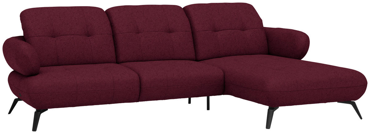 ECKSOFA Chenille Weinrot  - Weinrot/Schwarz, Design, Textil/Metall (282/189cm) - Novel