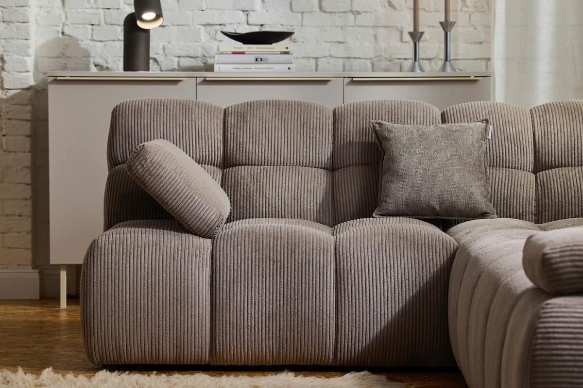 ECKSOFA Braun Cord Rücken echt  - Schwarz/Braun, KONVENTIONELL, Kunststoff/Textil (195/265cm) - Tom Tailor