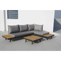 LOUNGEGARNITUR  175/175 cm  Akazie Aluminium  - Anthrazit/Silberfarben, Basics, Holz/Textil (175/175cm) - Gardenson