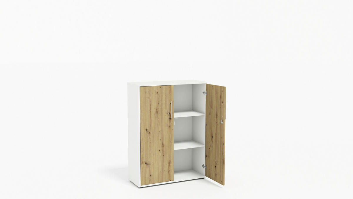 AKTENSCHRANK Weiß, Eiche Artisan  - Eiche Artisan/Weiß, MODERN, Holzwerkstoff (128,5/185,6/33cm) - MID.YOU