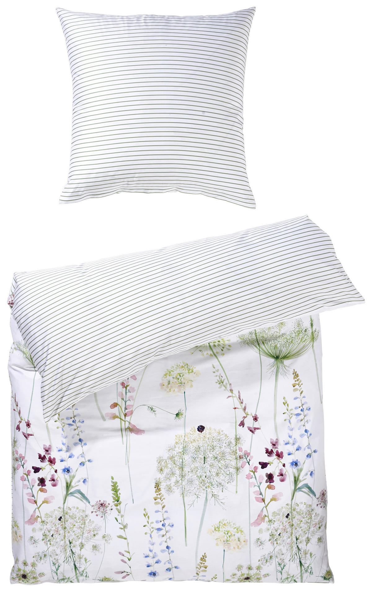 WENDEBETTWÄSCHE Meadow Makosatin 135/200 cm  - Multicolor, LIFESTYLE, Textil (135/200cm) - Estella