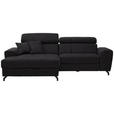 ECKSOFA Graphitfarben Velours  - Schwarz/Graphitfarben, Design, Textil/Metall (181/267cm) - Carryhome