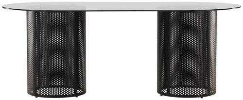 MATBORD i metall, glas   - svart, Design, metall/glas (200/75/100cm) - Lomoco