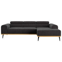 ECKSOFA Schwarz Mikrofaser  - Schwarz, KONVENTIONELL, Textil/Metall (244/157cm) - Cotta