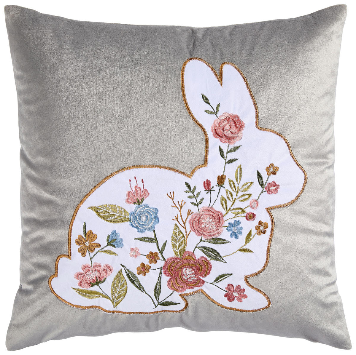KISSENHÜLLE GARDEN RABBIT 45/45 cm  - Grau, Textil (45/45cm) - Novel