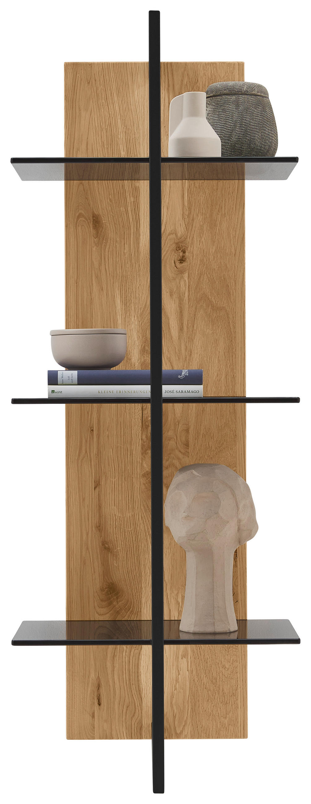 WANDREGAL  38,4/115,2/33 cm  - Eichefarben/Graphitfarben, Natur, Glas/Holz (38,4/115,2/33cm) - Valdera