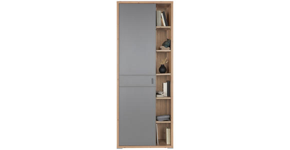 GARDEROBENSCHRANK 76/199/37 cm  - Eichefarben/Anthrazit, Design, Holzwerkstoff/Metall (76/199/37cm) - Xora