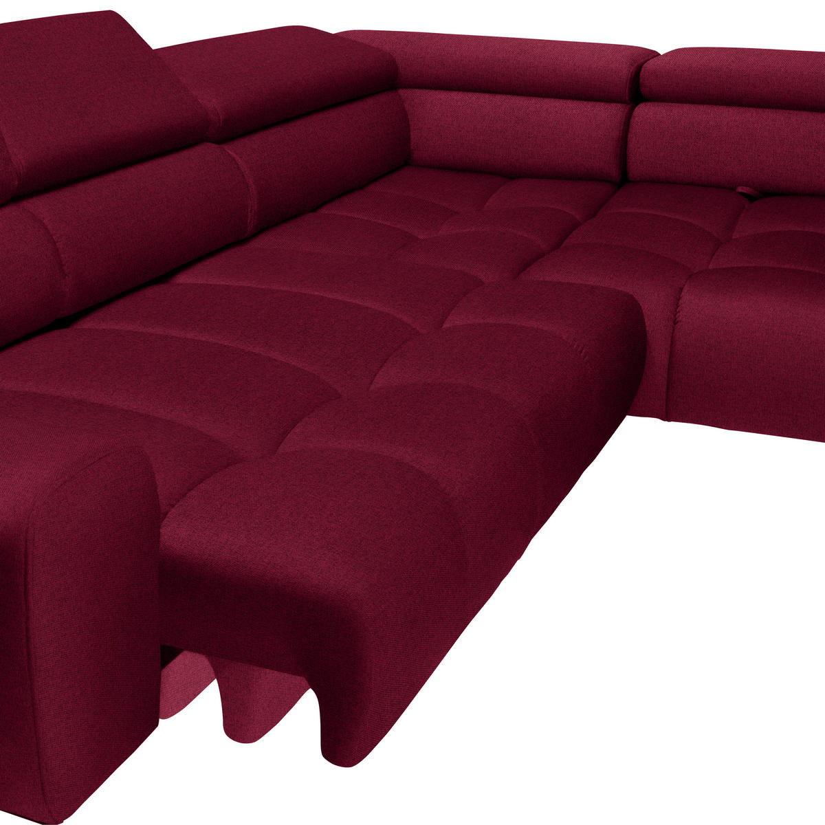 ECKSOFA in Webstoff Rot  - Rot/Schwarz, Design, Textil/Metall (300/216cm) - Welnova