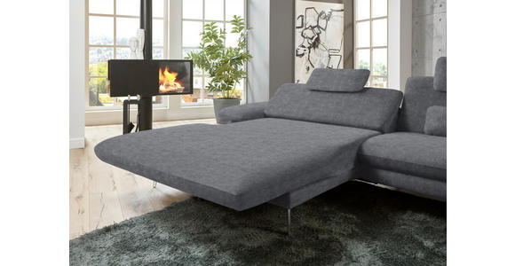 ECKSOFA in Velours Silberfarben 184/284 cm - Silberfarben/Schwarz, Design, Textil/Metall (184/284cm) - Dieter Knoll