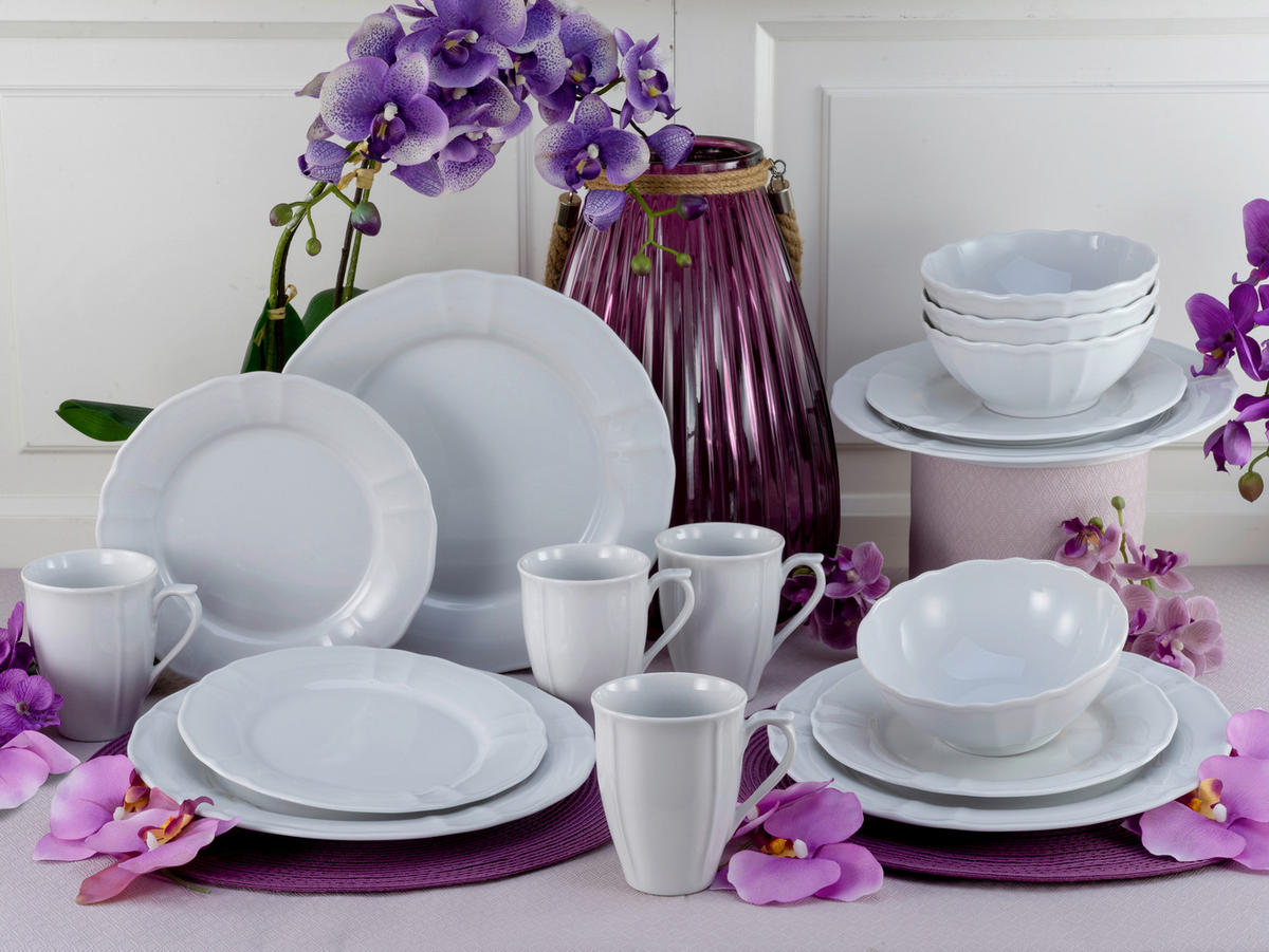 KOMBINOVANÝ SERVIS, 16-dielne, porcelán - biela, keramika (34,5/28/29cm) - Creatable