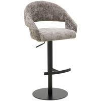 BARHOCKER Webstoff Grau, Schwarz Eisen Sitzfläche 360° drehbar  - Schwarz/Grau, KONVENTIONELL, Textil/Metall (56,5/87-112/57,5cm) - Livetastic