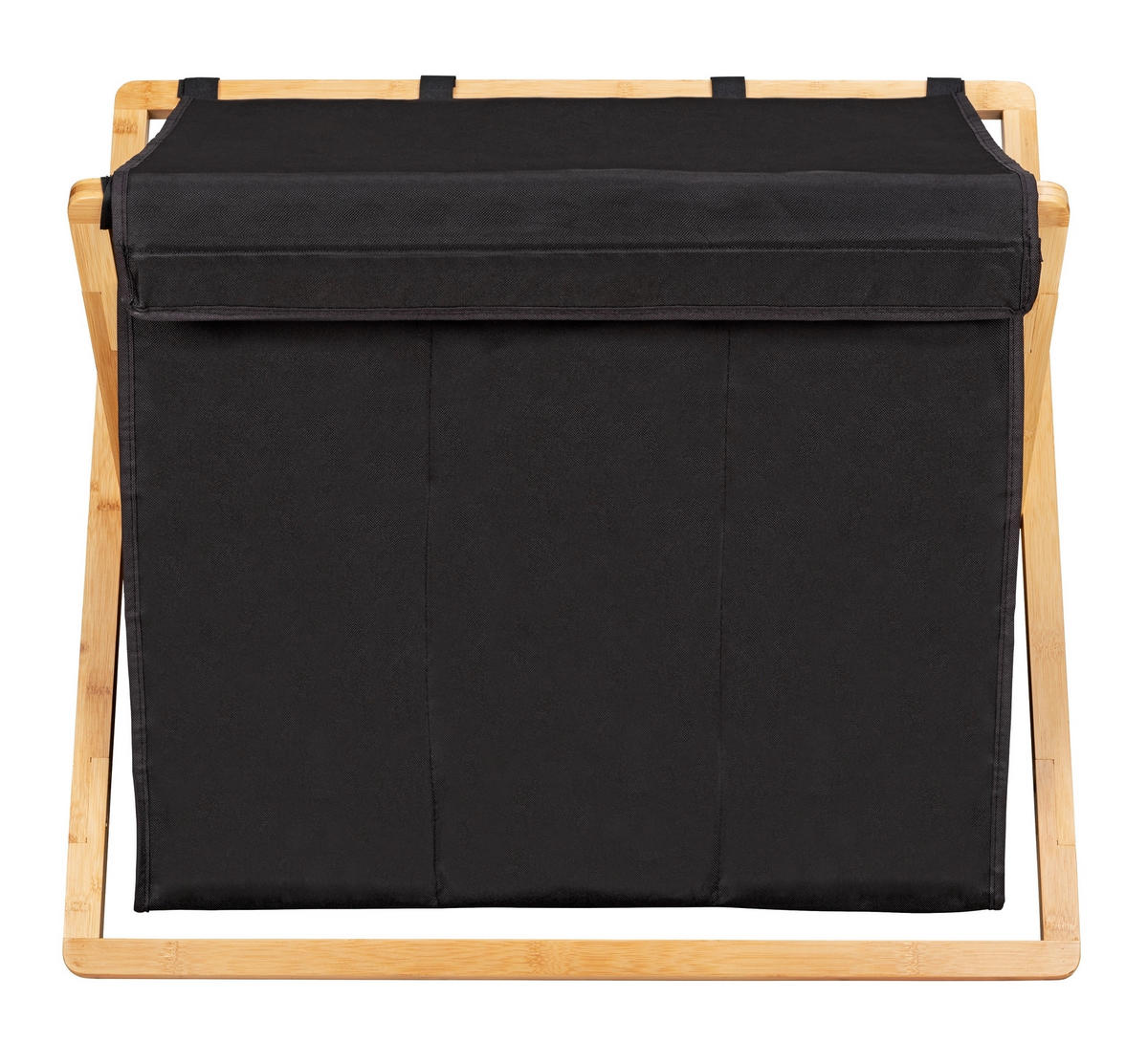 WÄSCHEKORB - Schwarz/Naturfarben, KONVENTIONELL, Holz/Textil (69/56,5/33cm) - Wenko