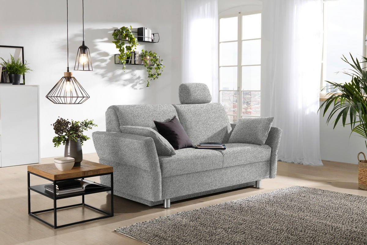 SCHLAFSOFA  in Mikrovelours Naturfarben  - Alufarben/Naturfarben, KONVENTIONELL, Kunststoff/Textil (176/88/91cm) - Sedda