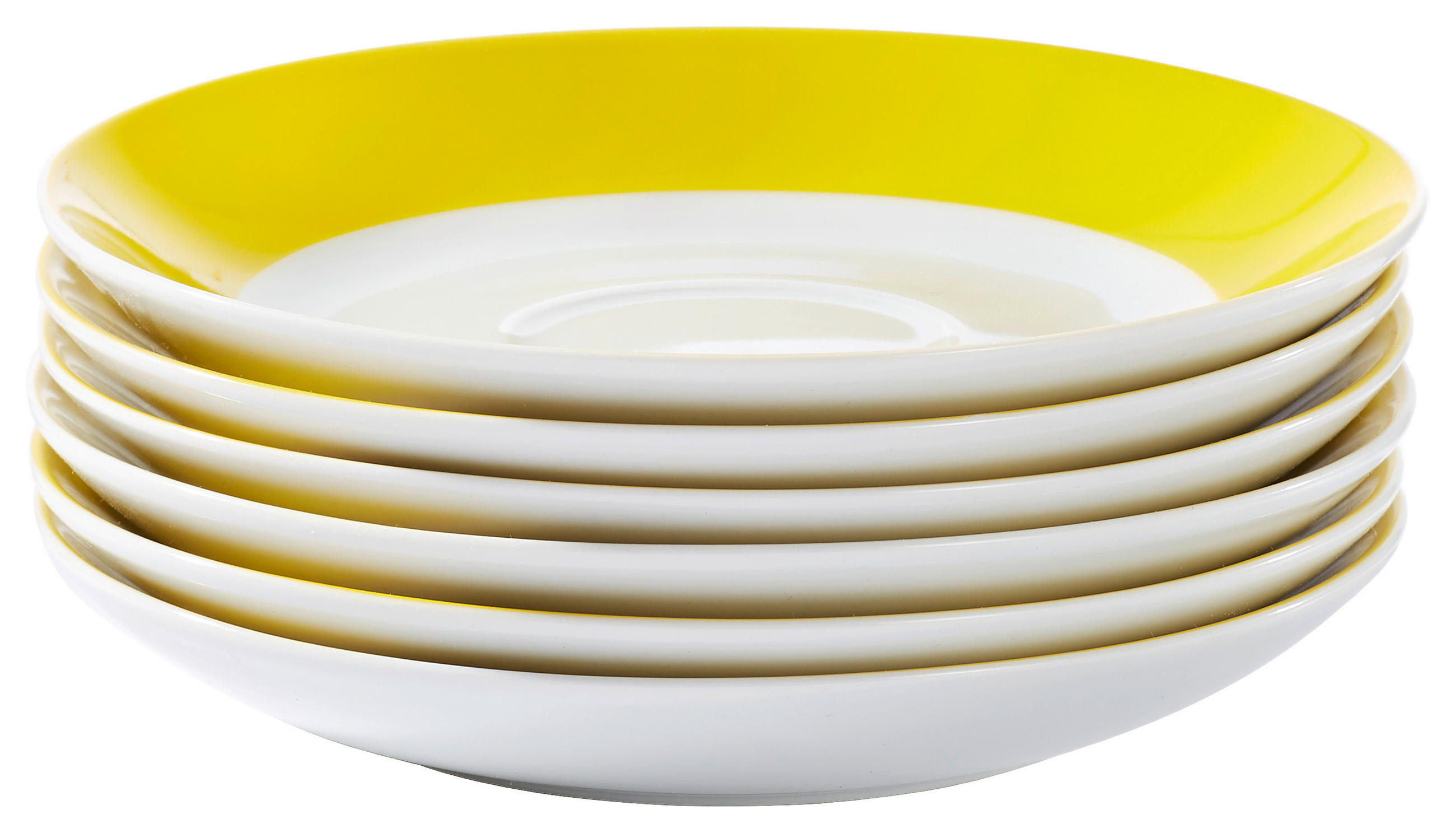 Untertassenset Gelb Weiß 6-Teilig D: 15,5 Cm