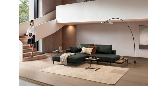 ECKSOFA  in Echtleder Anthrazit  201/304 cm  - Anthrazit/Schwarz, Design, Leder/Metall (201/304cm) - Belluti