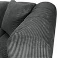 ECKSOFA Dunkelgrau Cord Zierkissen, Rücken echt  - Dunkelgrau/Schwarz, KONVENTIONELL, Kunststoff/Textil (162/250cm) - Carryhome