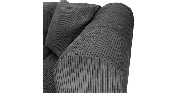 ECKSOFA Dunkelgrau Cord Zierkissen, Rücken echt  - Dunkelgrau/Schwarz, KONVENTIONELL, Kunststoff/Textil (162/250cm) - Carryhome