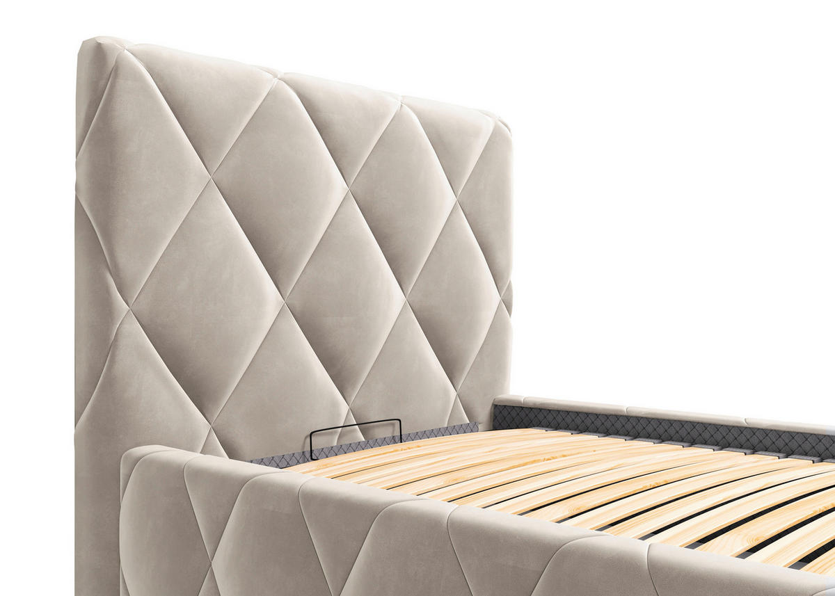 POLSTERBETT gepolstertes Kopfteil, Lattenrost, Bettkasten 100/200 cm  in Cappuccino  - Cappuccino, MODERN, Holz/Textil (100/200cm) - MID.YOU