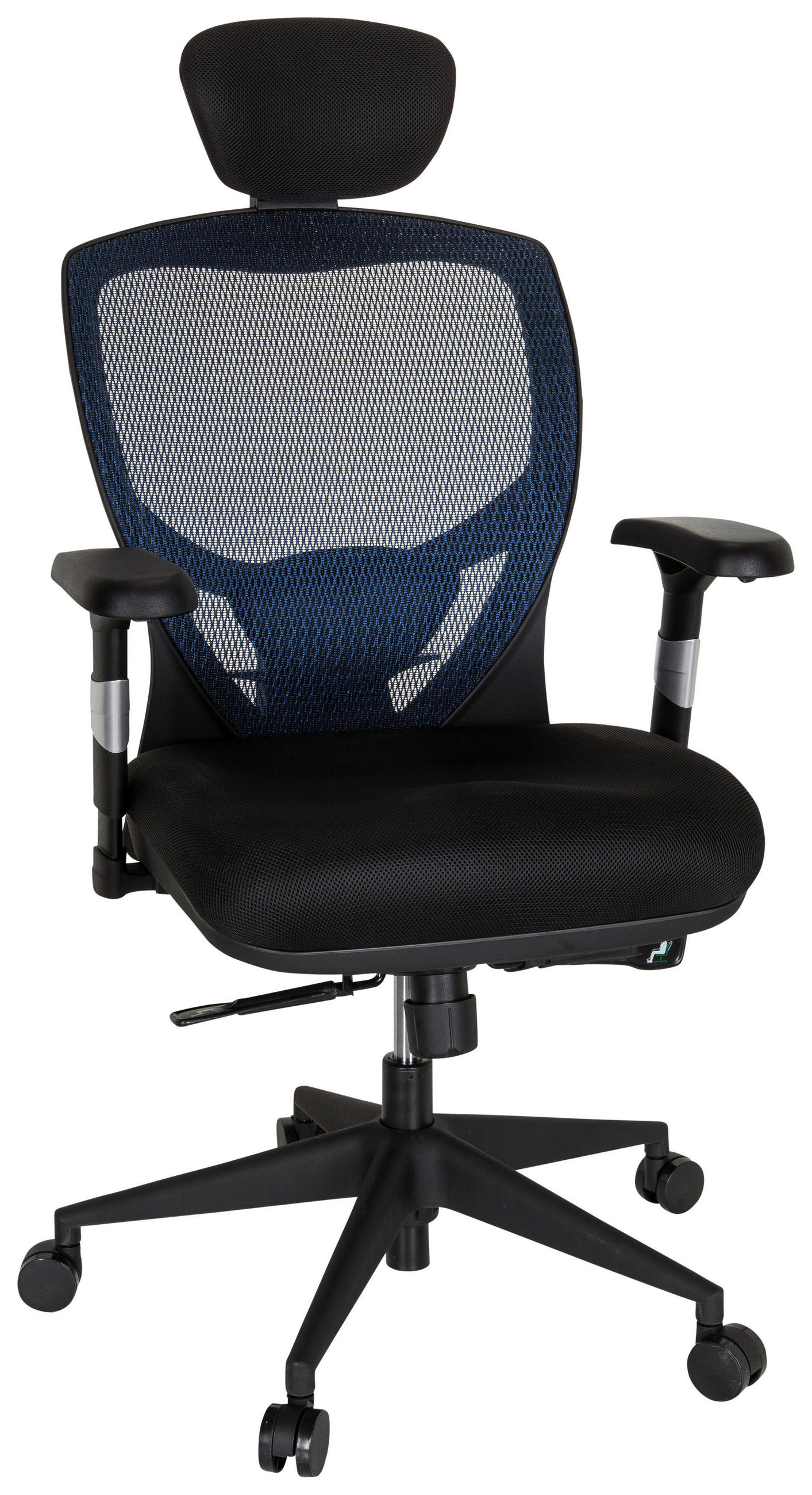 DREHSTUHL  in Netzbespannung, Flachgewebe Blau, Schwarz  - Blau/Schwarz, Basics, Kunststoff/Textil (66/117/65cm) - MID.YOU