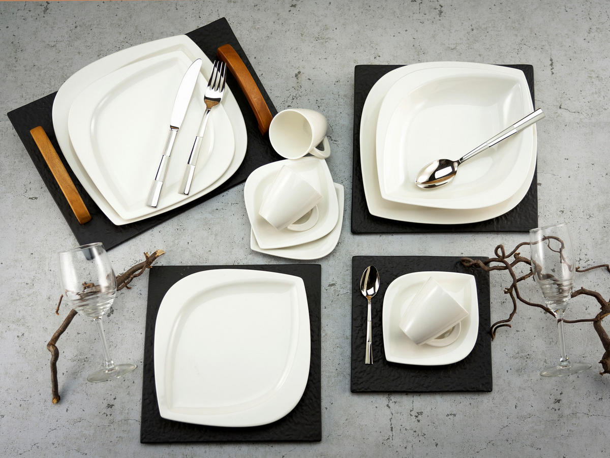 KOMBINOVANÁ SOUPRAVA, 30dílné, porcelán - bílá, keramika (37.5/32.5/40cm) - Creatable
