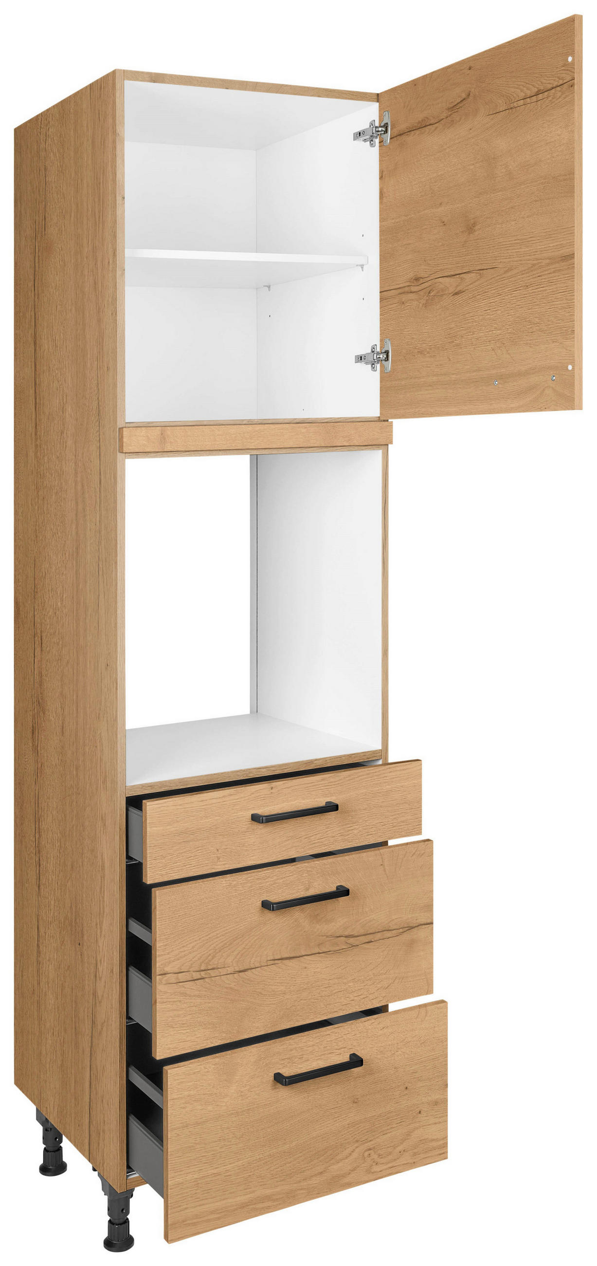 GERÄTEUMBAUSCHRANK 60/216,6/58 cm  in Eichefarben  - Eichefarben/Schwarz, MODERN, Holzwerkstoff/Metall (60/216,6/58cm) - Nobilia
