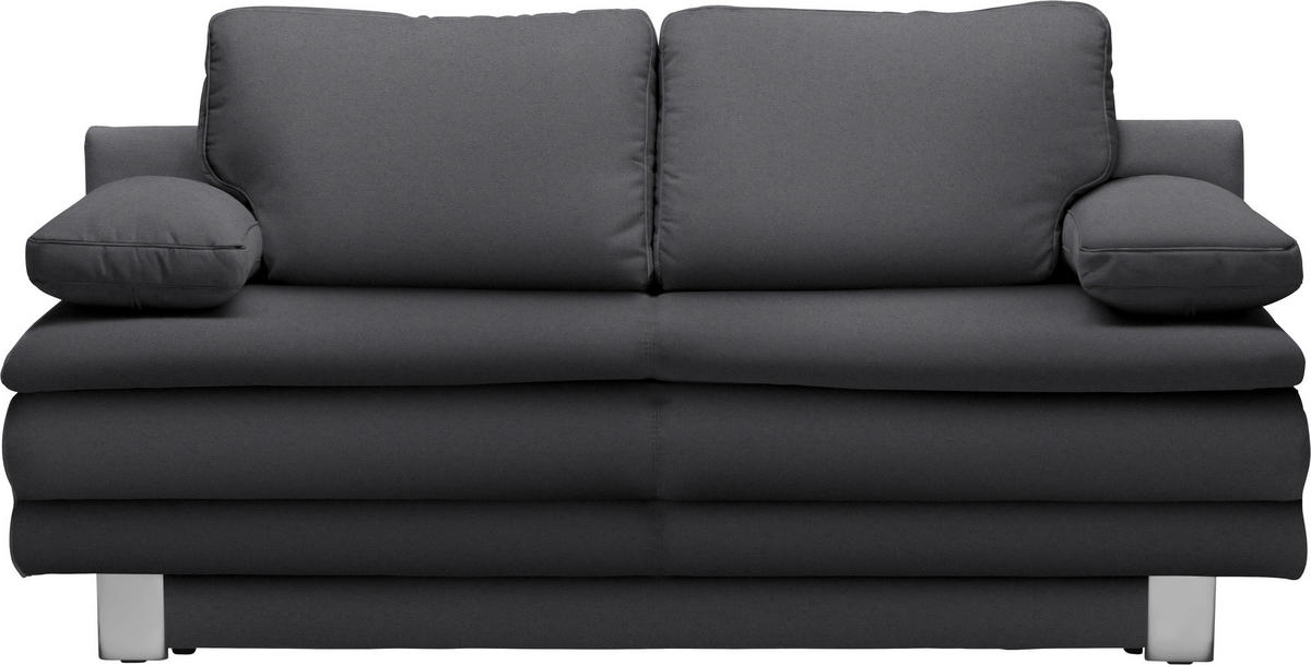 SCHLAFSOFA  mit Fußauswahl, Stoffauswahl Flachgewebe Grau  - Chromfarben/Grau, Design, Textil/Metall (194/96/86cm) - Novel