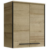 HÄNGESCHRANK 60/70/33 cm  - Eichefarben/Schwarz, Natur, Glas/Holzwerkstoff (60/70/33cm) - Xora