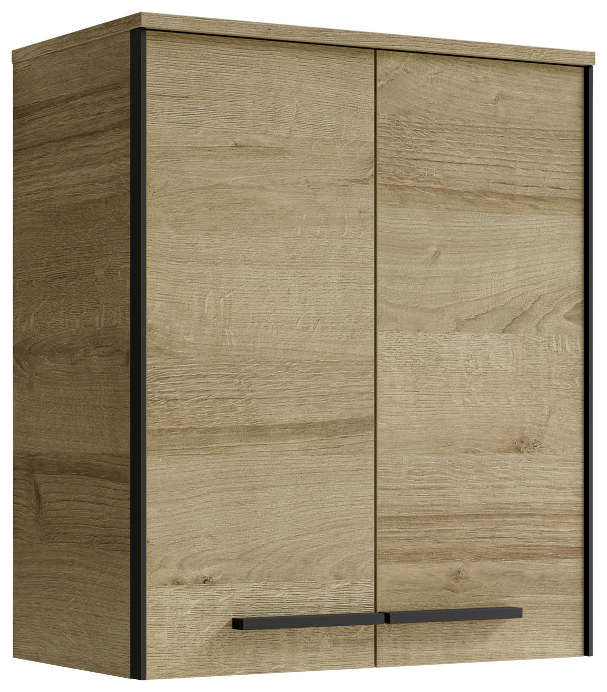 HÄNGESCHRANK 60/70/33 cm  - Eichefarben/Schwarz, Natur, Glas/Holzwerkstoff (60/70/33cm) - Xora