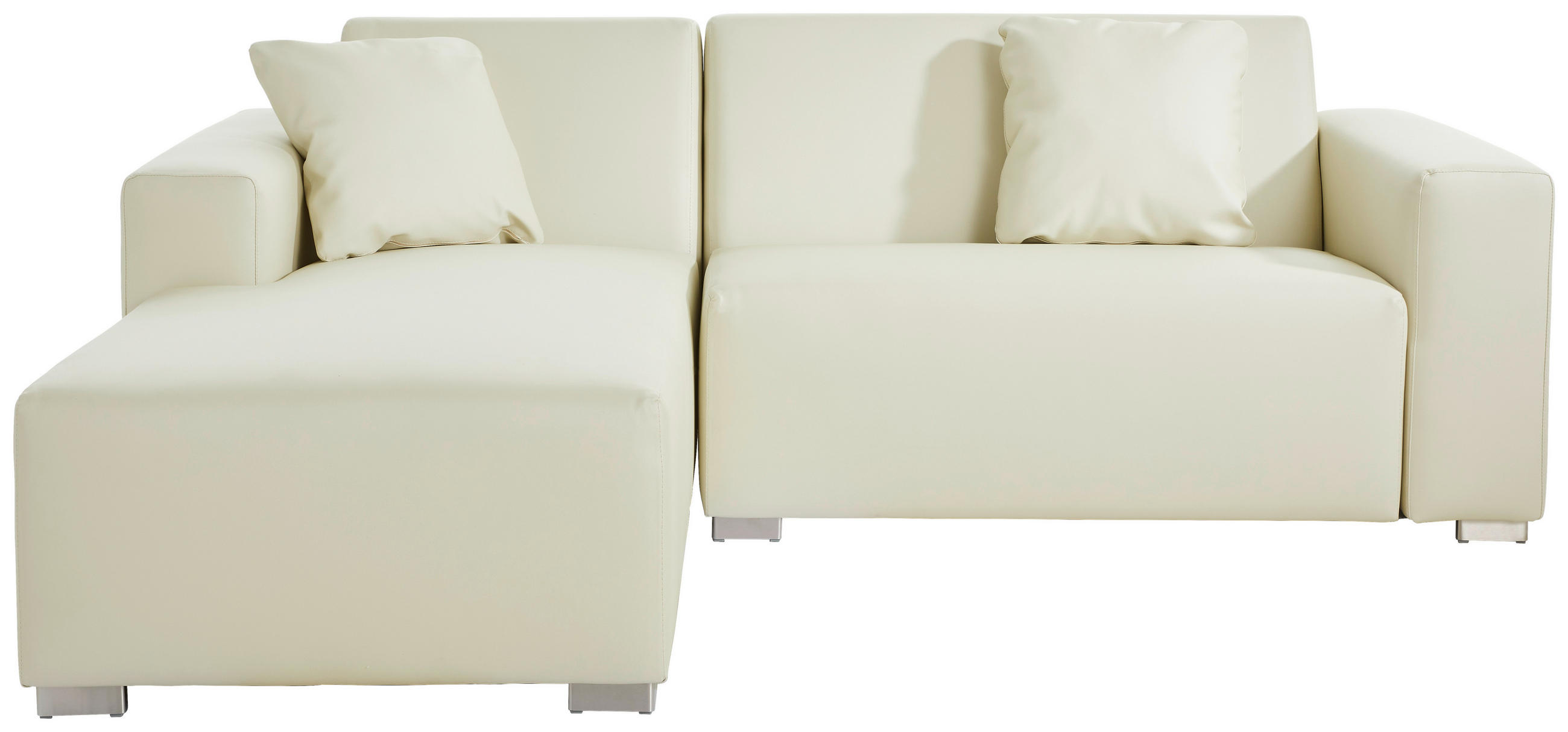 LOUNGESOFA 214/78/164/84 cm Edelstahl  - Sandfarben/Champagner, Design, Leder/Textil (214/78/164/84cm) - Livetastic