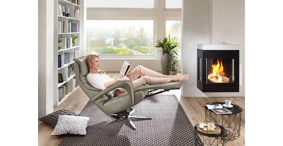 RELAXSESSEL in Leder Hellgrau, Platinfarben  - Platinfarben/Edelstahlfarben, Design, Leder/Metall (75/106/88cm) - Dieter Knoll