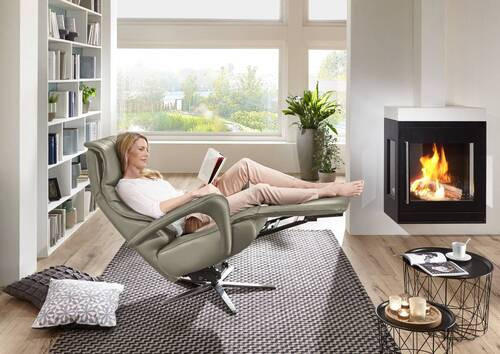 RELAXSESSEL in Leder Hellgrau, Platinfarben  - Platinfarben/Edelstahlfarben, Design, Leder/Metall (75/106/88cm) - Dieter Knoll