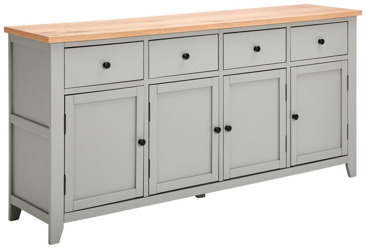 COMODĂ CU UșI 180/87/43 cm  - argintiu/culoare natur, Lifestyle, metal/lemn (180/87/43cm) - MID.YOU