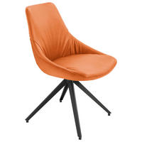 STUHL Echtleder Anthrazit, Dunkelorange  - Anthrazit/Dunkelorange, Design, Leder/Metall (55/87/62cm) - Bert Plantagie