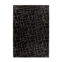 FLACHWEBETEPPICH Wohnzimmer 160/230 cm Bijou 125 Schwarz / Gold Schwarz, Goldfarben rechteckig  - Goldfarben/Schwarz, LIFESTYLE, Textil (160/230cm) - Kayoom