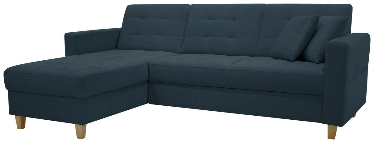 ECKSOFA Chenille Petrol  - Petrol/Naturfarben, Design, Holz/Textil (160/231cm) - Livetastic